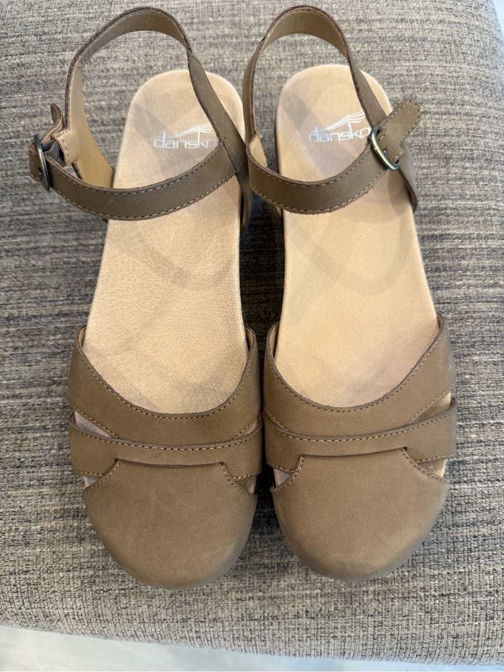 Dansko Taupe Leather Slingback Sandals